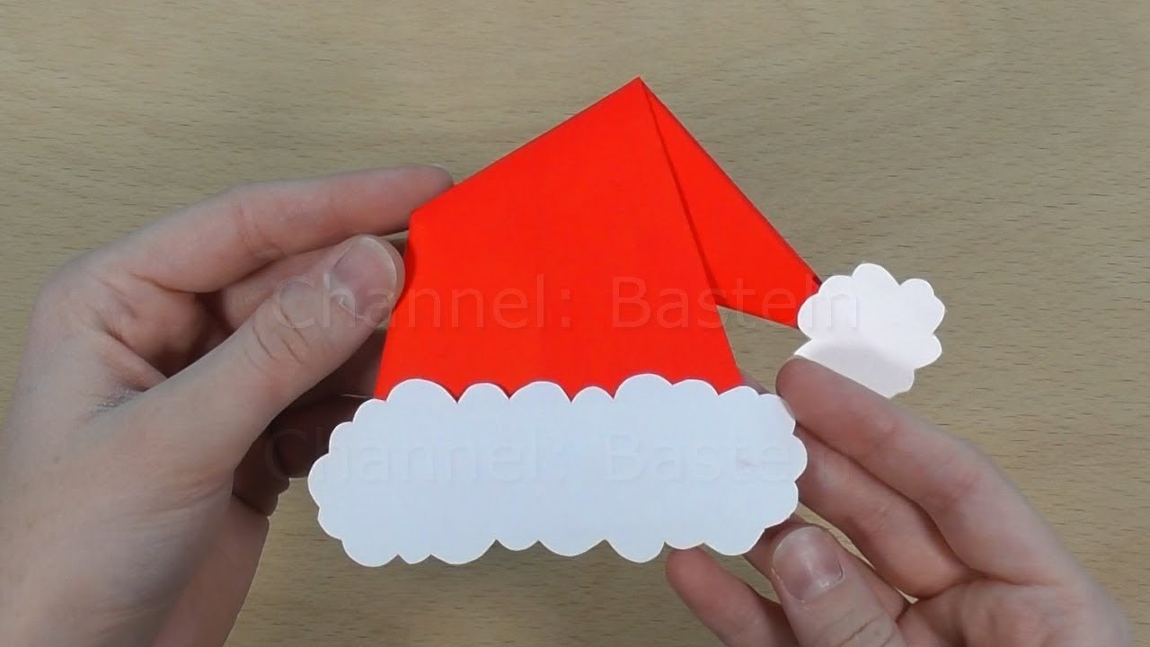 Basteln für Weihnachten: Origami Nikolausmütze aus Papier ???? Weihnachtsdeko & Weihnachtsgeschenke