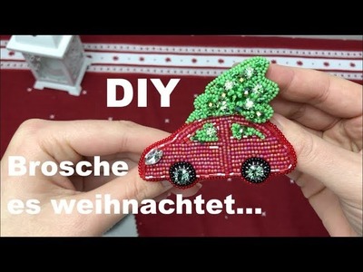 DIY: Brosche aus Perlen zu Weihnachten. Auto mit der Tanne