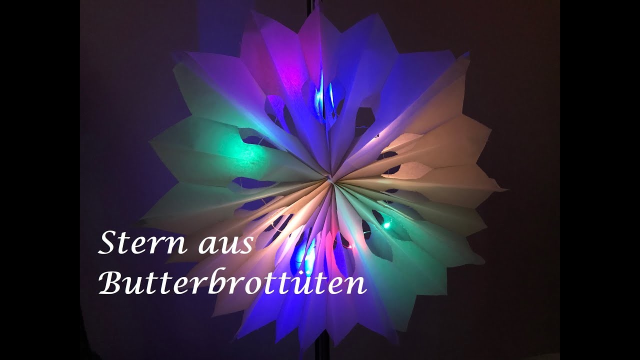 DIY Weihnachts-Stern aus Butterbrottüten mit Micro LED-Lichterkette, ganz einfach zum selber machen