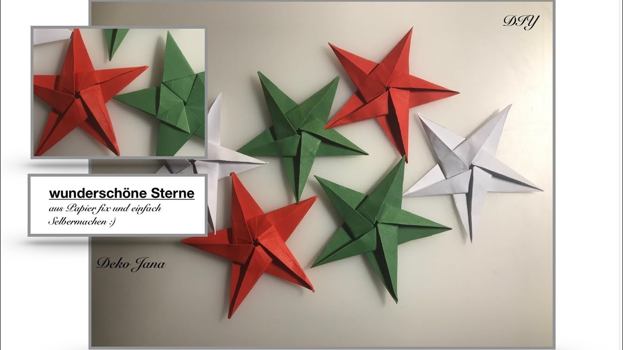 DIY: Weihnachtsdeko Bastelidee, süße Sterne aus Papier, How to make a Paper Star ⭐️. Deko Jana