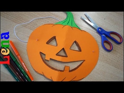 Kürbis Maske basteln mit Lena ???? How to make pumpkin mask ???? как сделать маску тыквы из бумаги