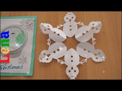 Schneeflocke falten zeichnen basteln als Schneemann - Snowman snowflakes DIY - делать снежинку