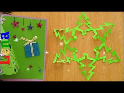 Schneeflocke falten zeichnen basteln Tannenbäume - Christmas Tree snowflakes DIY - делать снежинку