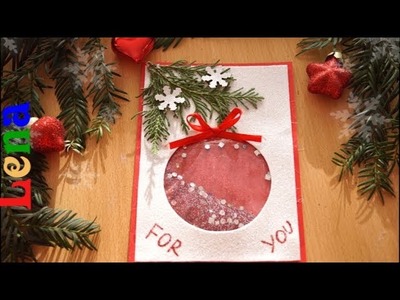 Schüttelkarte mit Weihnachtsbaumkugel basteln - Christmas shaker card diy - открытка -шейкер