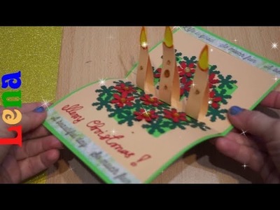Weihnachtskarte mit Kerzen basteln - christmas card with candles diy - Новогодняя открытка