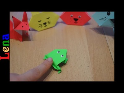 Kreativ mit Lena ???? Origami Frosch falten ???? How To Make a Paper Jumping Frog ???? лягушка из бумаги