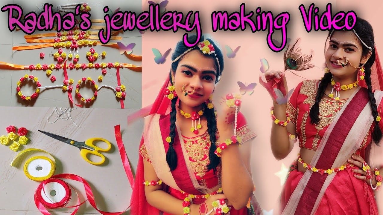 Radha's Jewellery Making || Haldi Flower Ornaments|| Radha krishna Title Song ||Tum Prem Ho Song