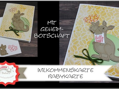 Babykarte basteln mit Clou - Ziehkarte - Känguru Karte - besondere Kartenform - Stampin´Up! - DIY
