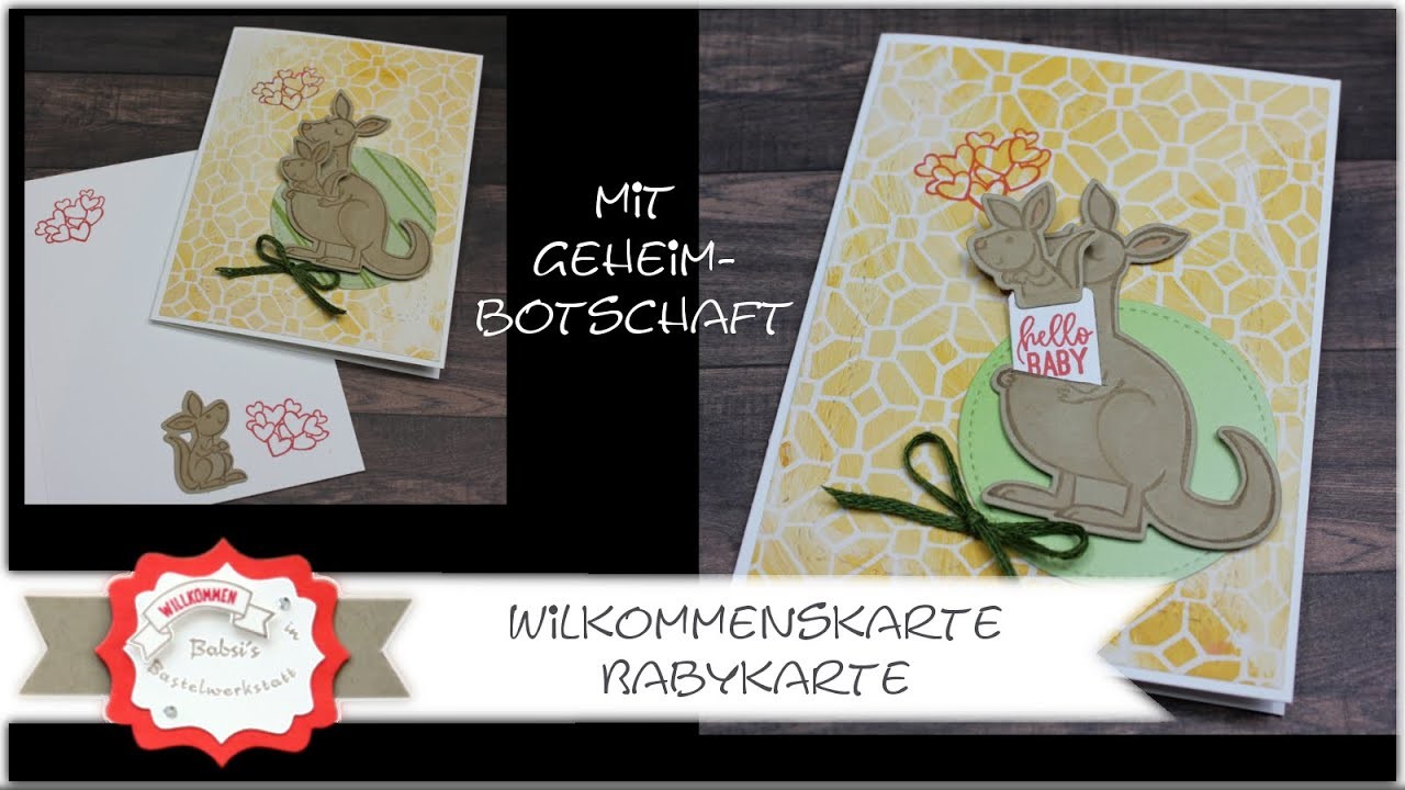 Babykarte basteln mit Clou - Ziehkarte - Känguru Karte - besondere Kartenform - Stampin´Up! - DIY