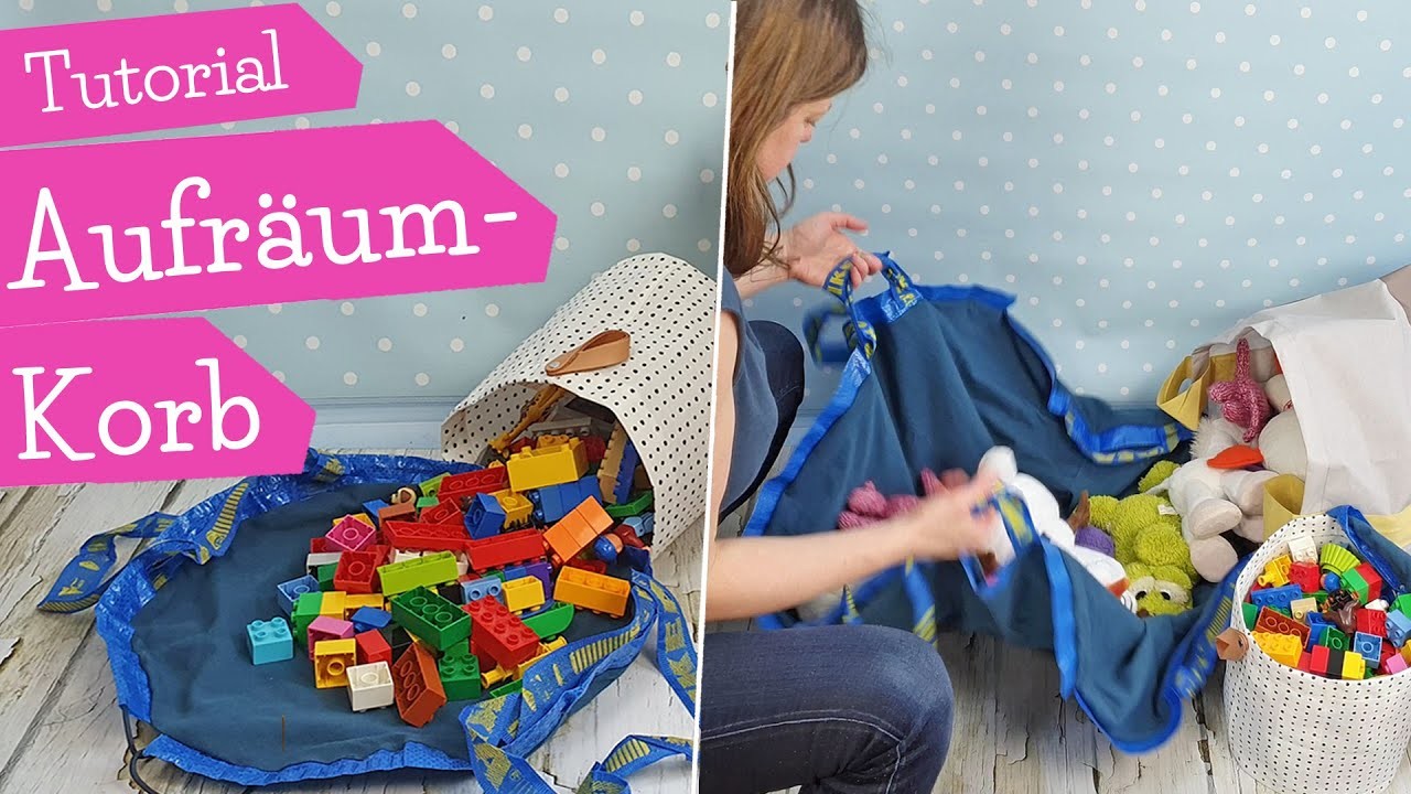 DIY Aufräum-Korb Spielzeug Utensilo | Clean-Up Bag SlideAway Swoop Bag Toys | Nähanleitung mommymade