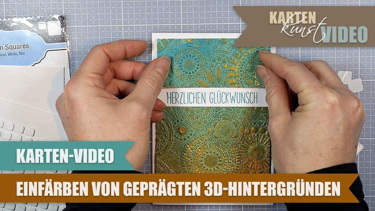 Karten-Kunst Karten-Anleitung Einfärben von geprägten 3D-Hintergründen