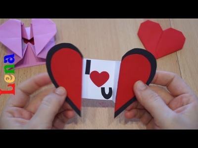 Kreativ mit Lena ❤️ Herz Karte basteln zum Valentinstag DIY Heart Card DIY ❤️ Как сделать валентинку