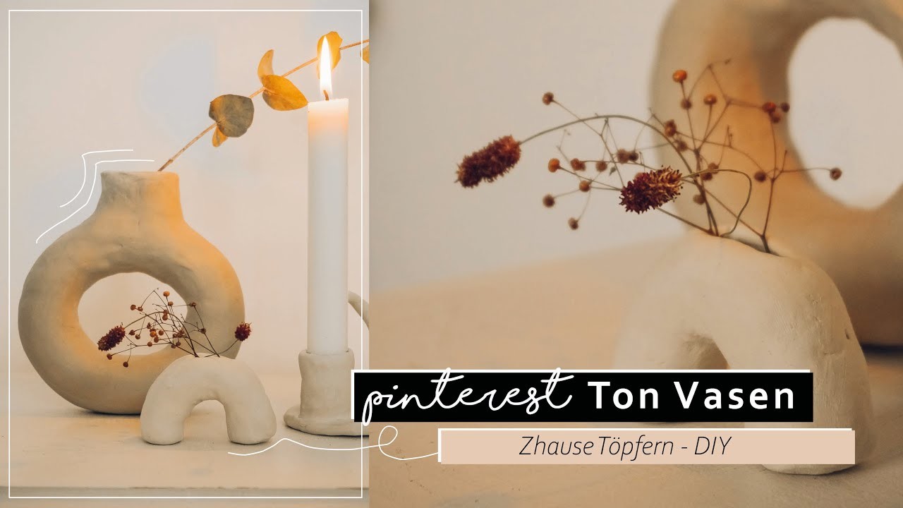 Pinterest Ton Vasen und Kerzenständer selber machen DIY | Töpfern mit lufttrocknendem Ton