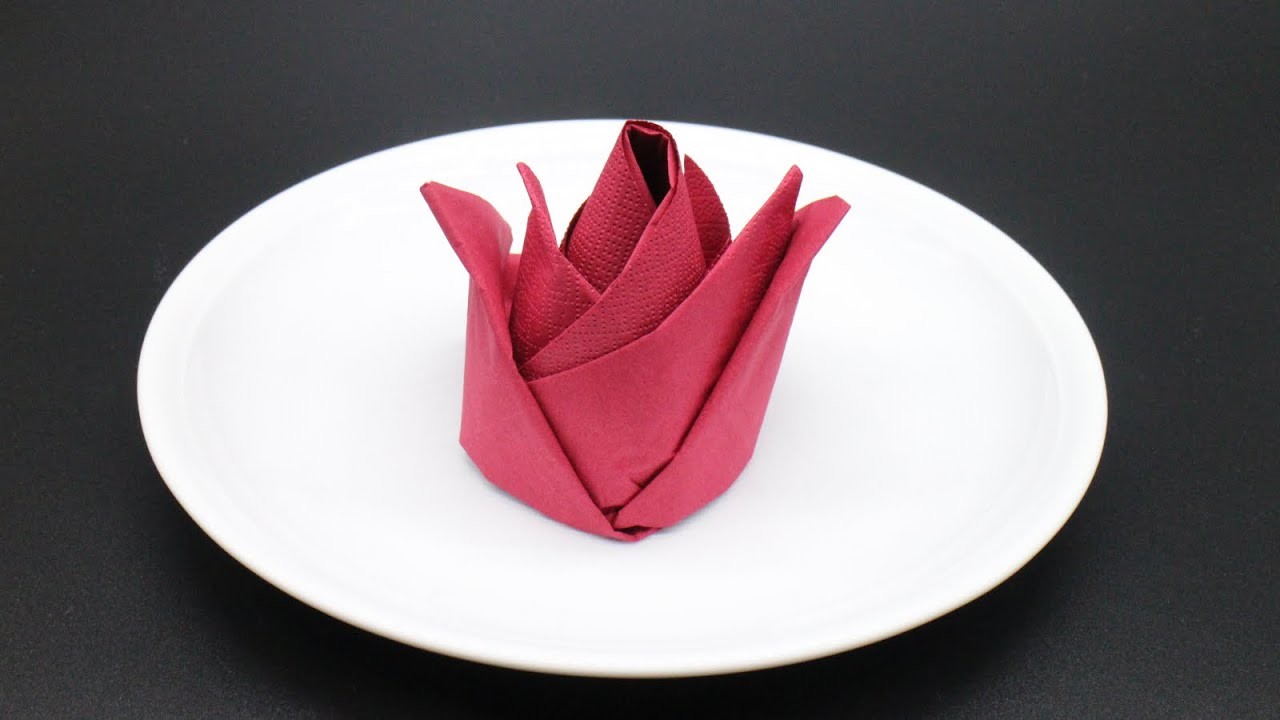 Servietten falten 'Rose' DIY für Valentinstag, Muttertag, Hochzeit, Ostern  & Geburtstag [W+]