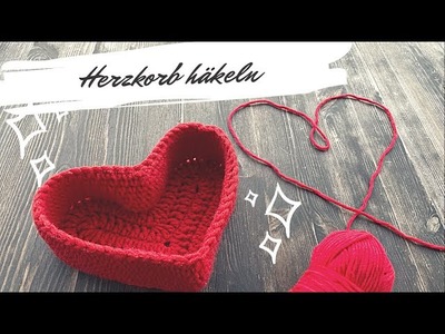 Korb häkeln Herz. crochet basket heart