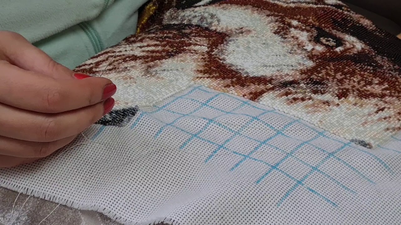 Perlenstickbild auf Keilrahmen spannen