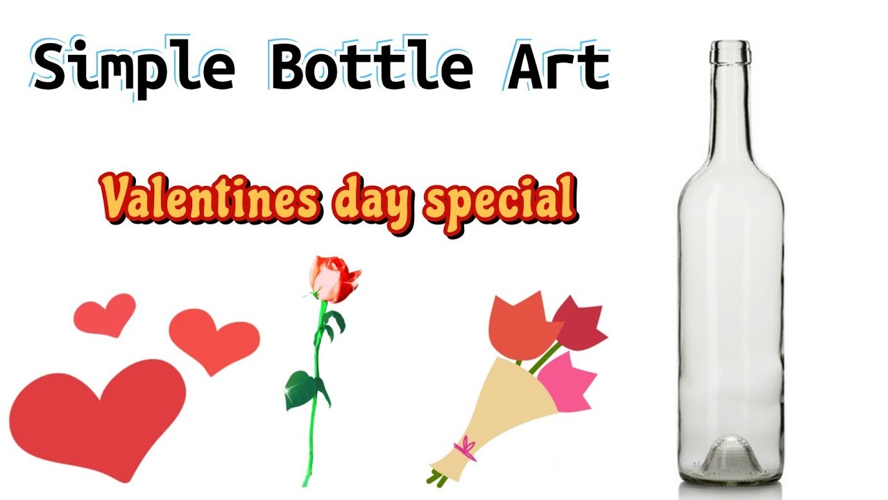 Simple Bottle Art|Valentine's day special bottle art for beginners|Bottle Art Malayalam