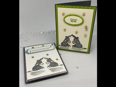 Spiegelverkehrt stempeln. Karte Grüße auf vier Hufen