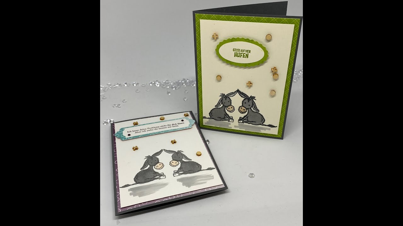 Spiegelverkehrt stempeln. Karte Grüße auf vier Hufen