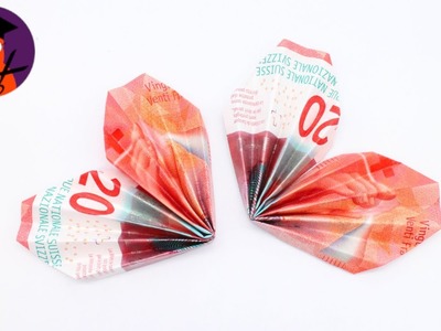 Geldscheine falten: 'Herz' für Geschenk Valentinstag, Geburtstag, Hochzeit & Muttertag #wplus.tv