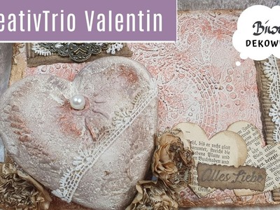 #KreativTrio Valentin Vintage Dekobrett und Ankündigung Gewinnspiel #KreativTrio1Jahr