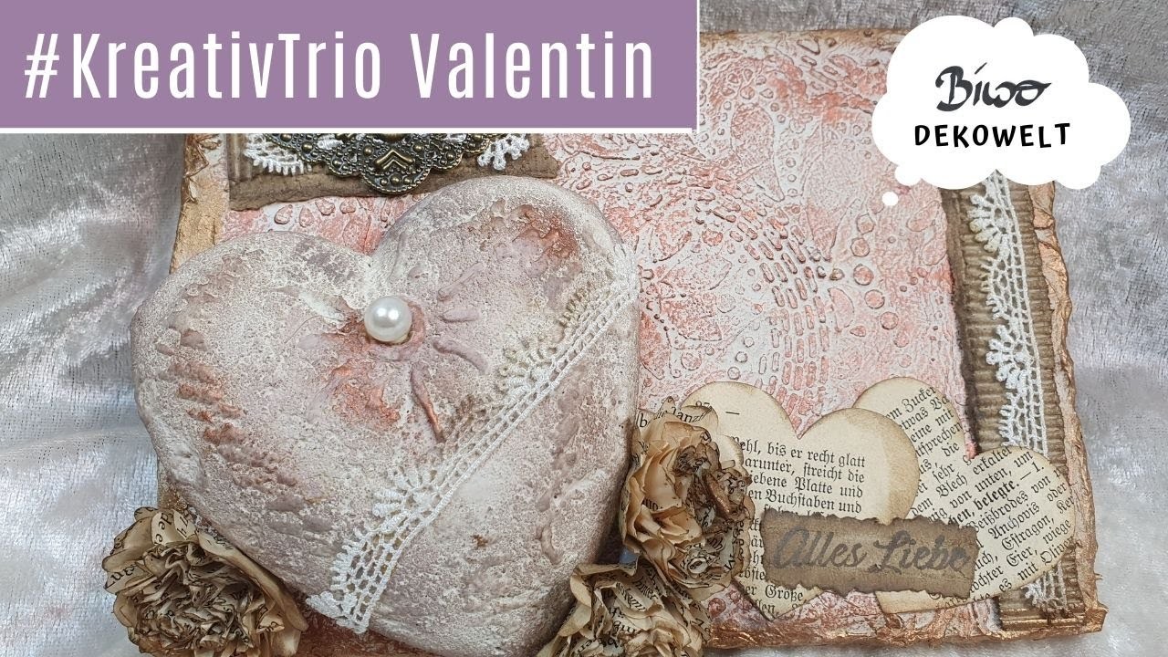 #KreativTrio Valentin Vintage Dekobrett und Ankündigung Gewinnspiel #KreativTrio1Jahr