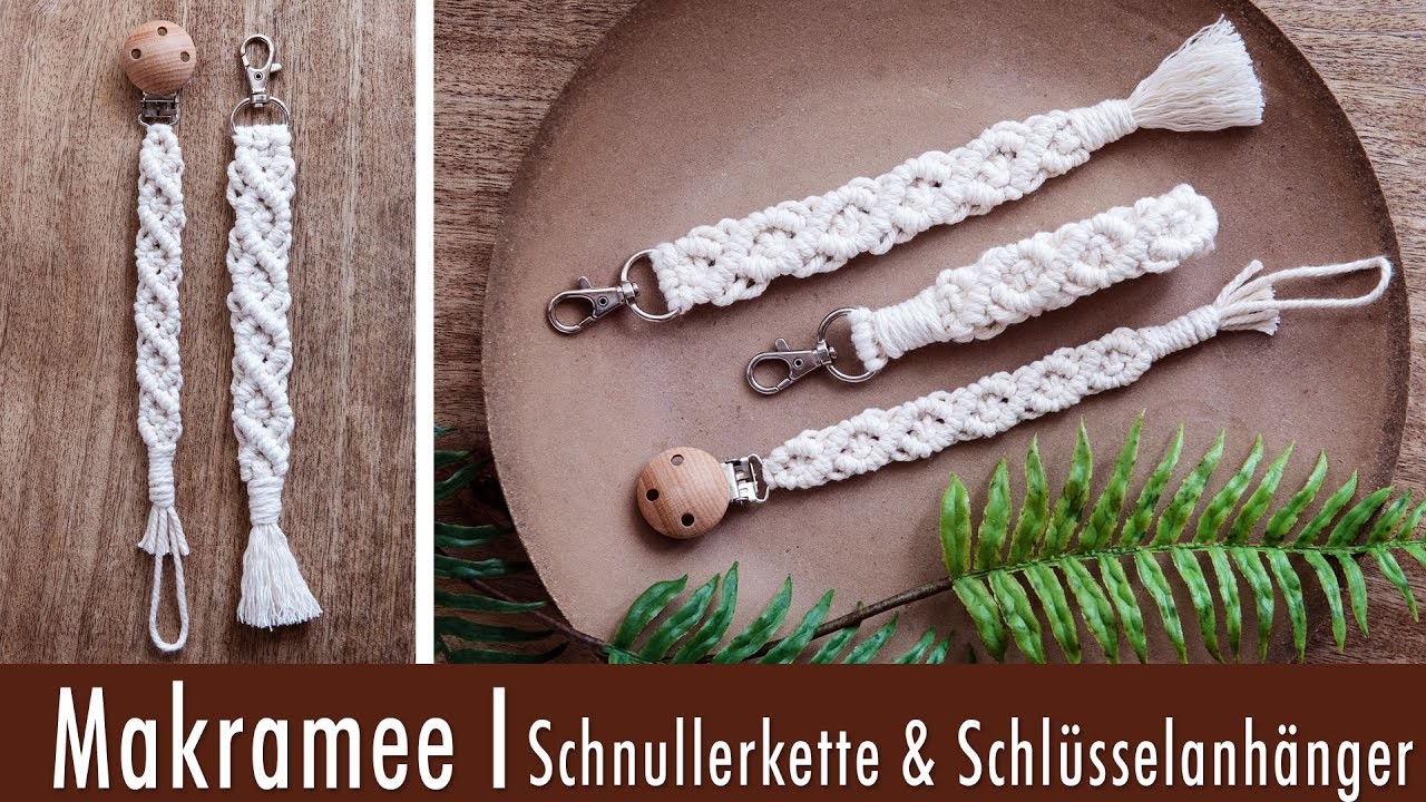 Makramee DIY | Rautenmuster | Anleitung für Schnullerkette und Schlüsselanhänger