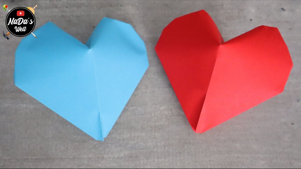 Origami Herz zu Valentinstag in 3D. Paper Heart. Geschenkidee für Valentinstag