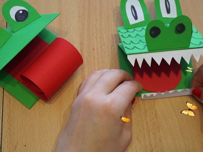 Papier Krokodil und Frosch basteln mit Lena ???? DIY Paper Hand Puppet Paper Animals ???? делаем из бумаги