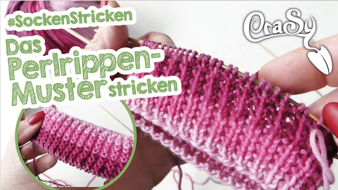 Strickmuster.Bündchenmuster: "Perlrippen" -  Knitting Stitch "Pearl Ribbing" with english subtitles