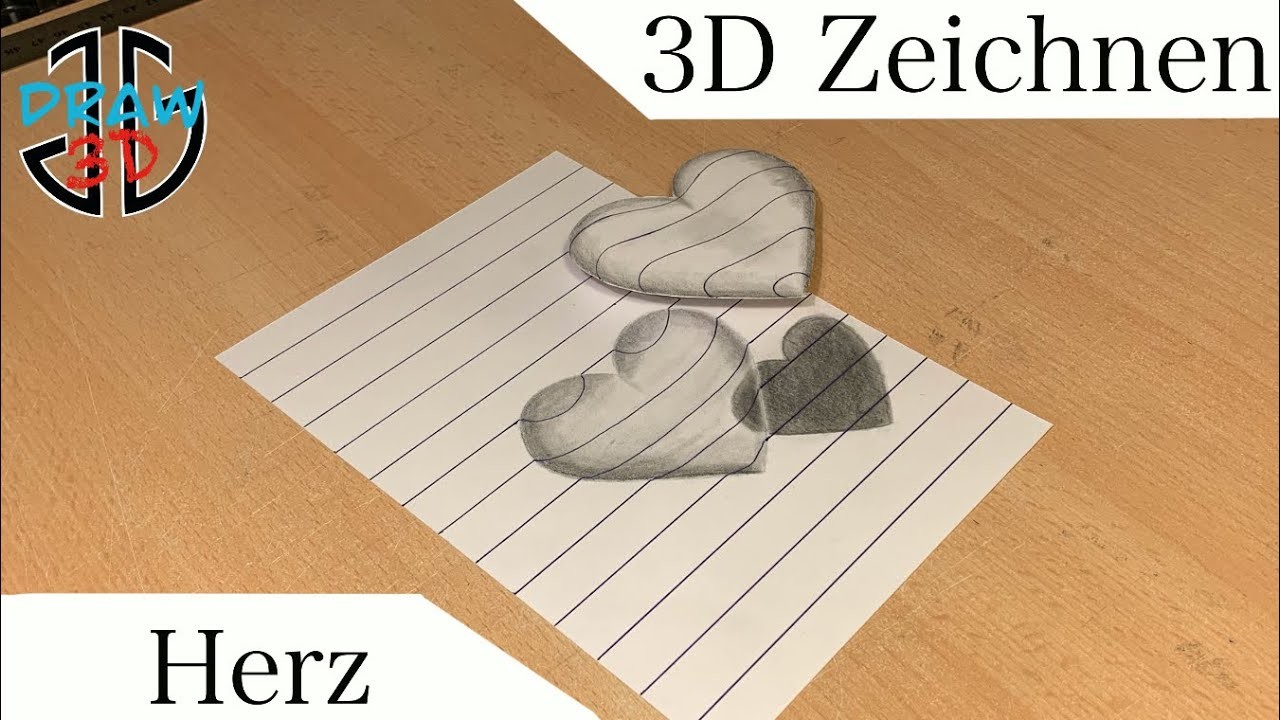 3D Zeichnen lernen für Anfänger Herz malen