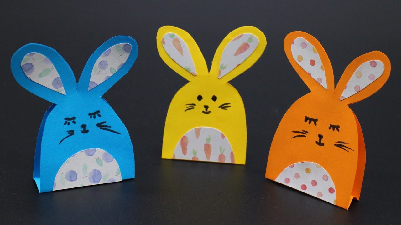 Basteln mit Papier Hase DIY Osterdeko Osterhase für Ostern, Frühling, Geburtstag, Muttertag W+