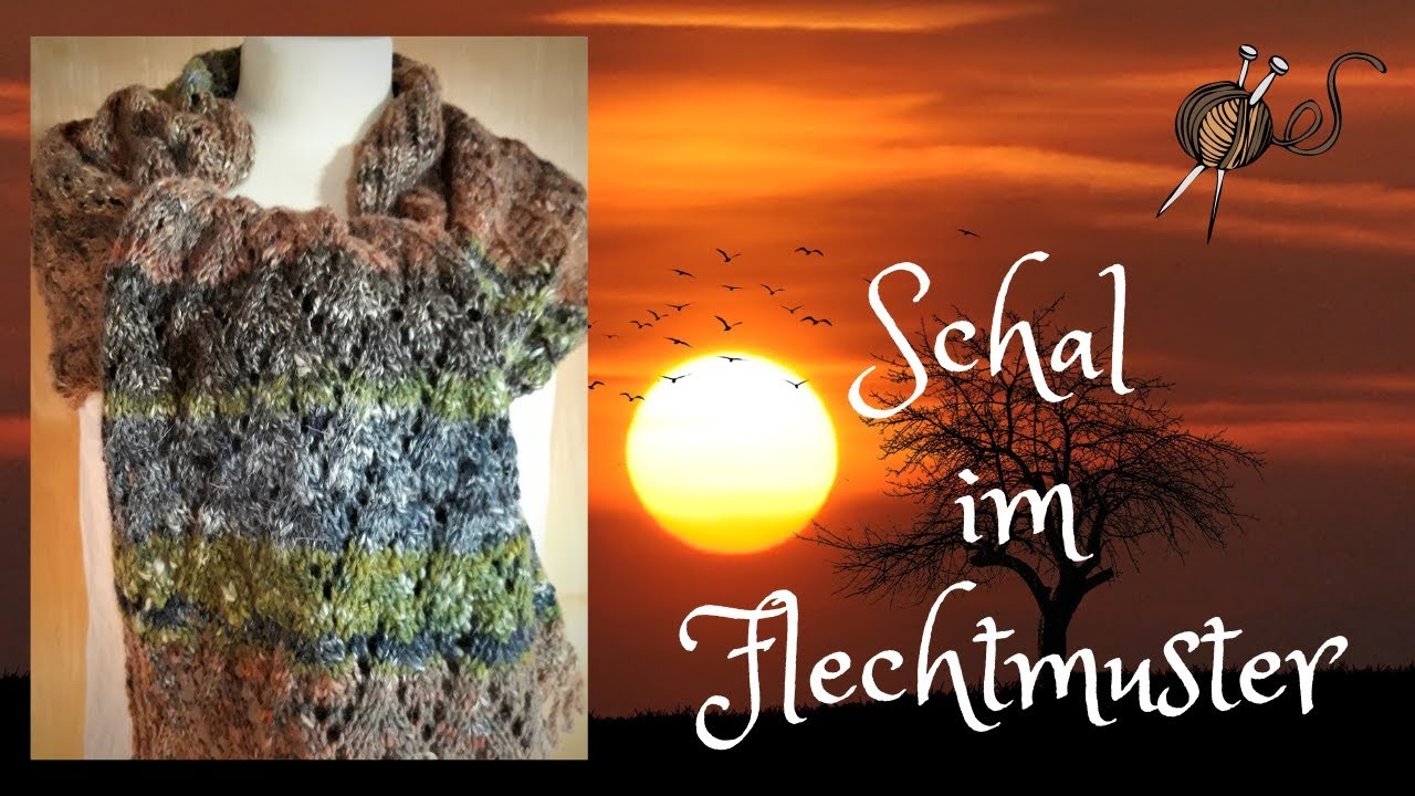 Breiter Schal mit Flechtmuster - gestrickt