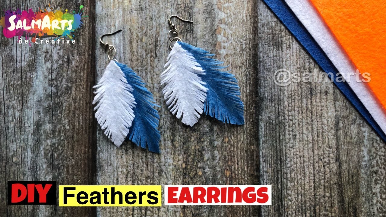 DIY felt earrings | diy feathers earrings | felt craft ideas | handmade jewellery | salmarts