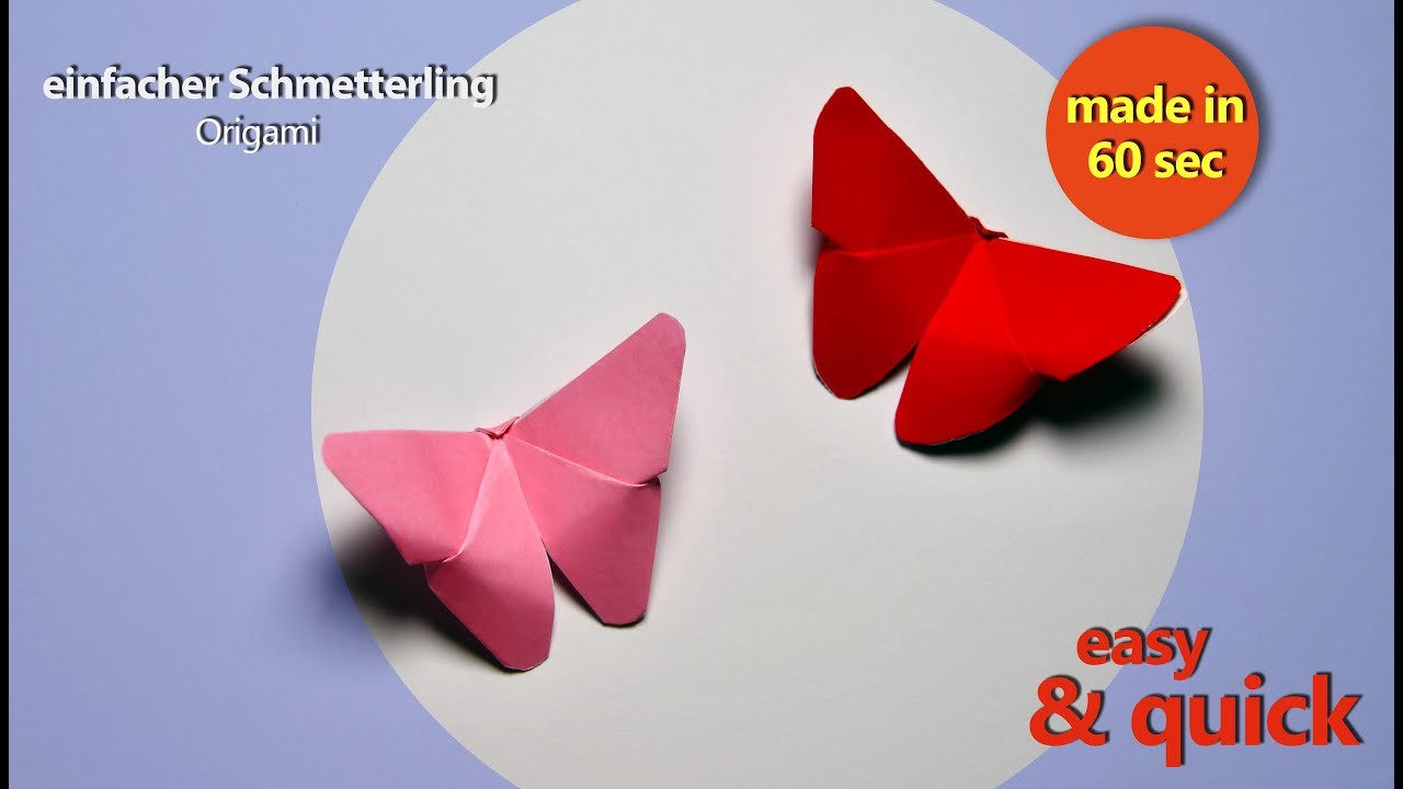 Schmetterling in nur 1min falten - Origami falten leicht gemacht