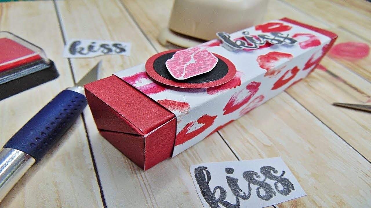 Basteln: Anleitung. Tutorial Verpackung für einen Lippenstift selber machen. Basteln mit Papier