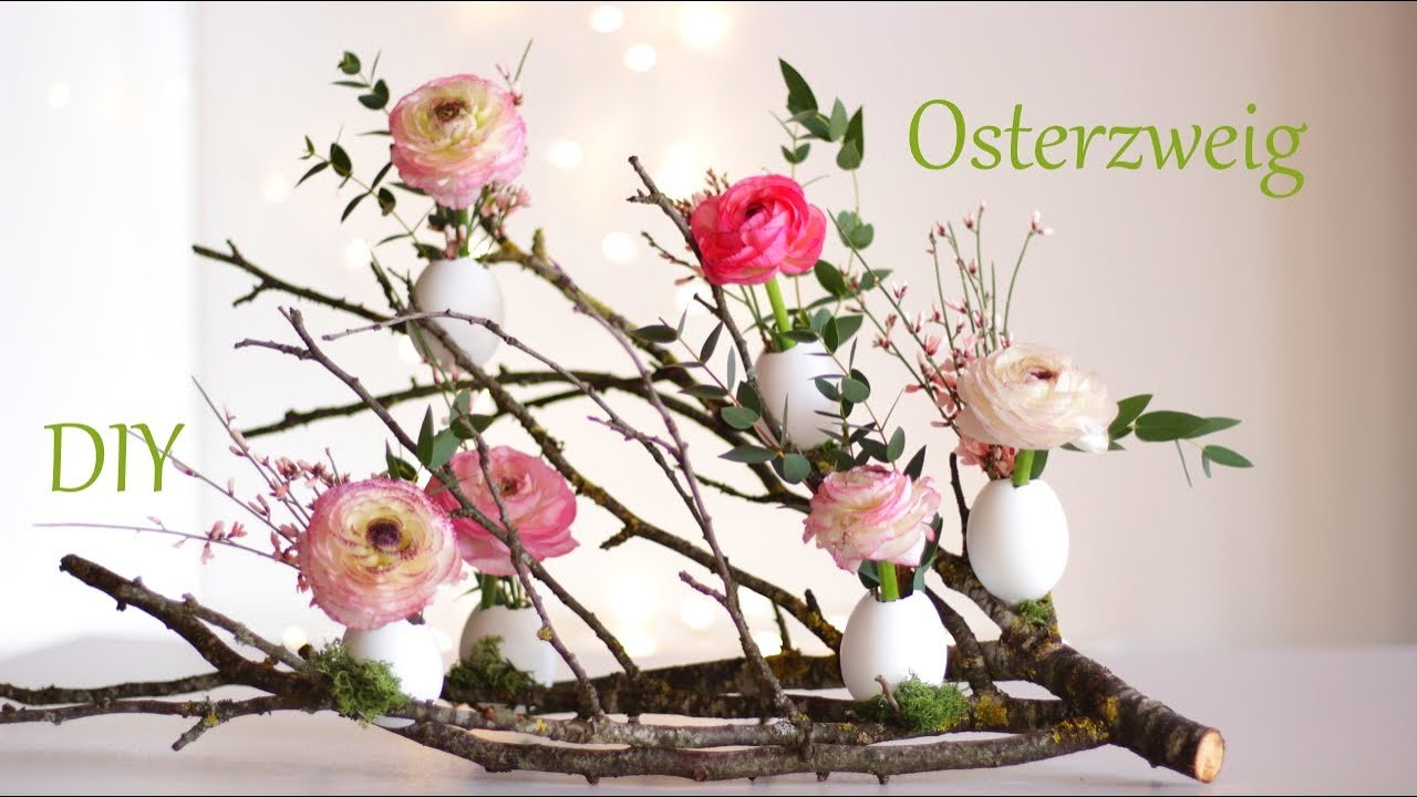 DIY | Ostergesteck | Osterzweig mit Ranunkeln | schöne Osterdeko | Tischdeko für Ostern | Just Deko