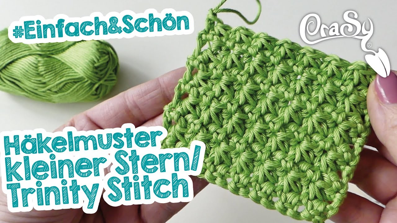 Häkelmuster "kleiner Stern. Trinity Stitch" crochet stitch with english subtitles