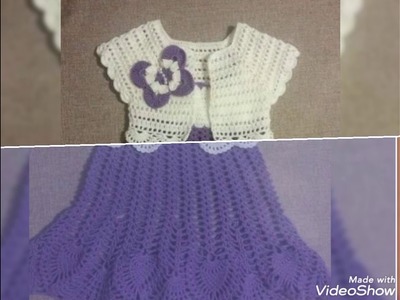 Hand med crochet baby frock.art crochet. new stylish baby frock