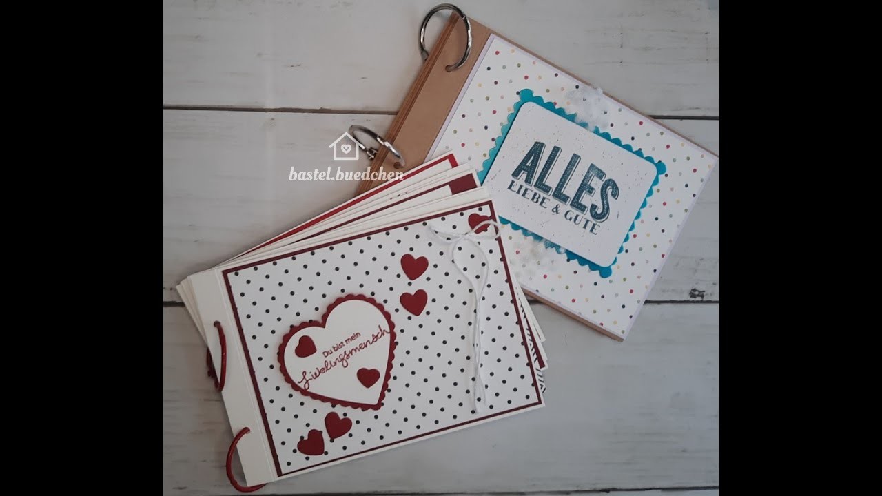 ???? Minialbum zum Valentinstag ????basteln - Tutorial deutsch - Maße in cm Angaben