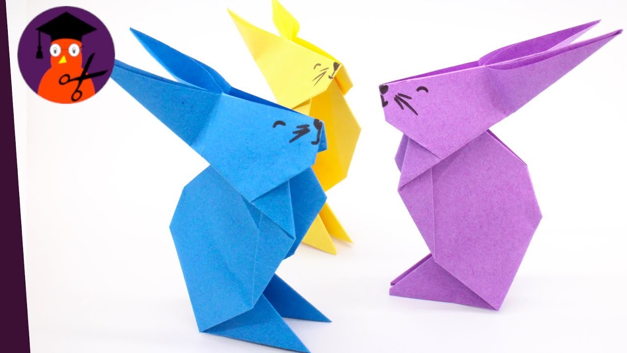 Basteln mit Papier Hase Osterhase Origami DIY Deko für Ostern, Muttertag & Frühling #wplus.tv