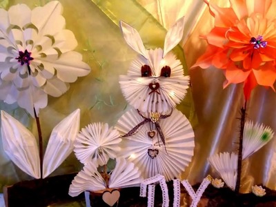 Erinnerung :) toller beleuchteter DEKO- Oster Hase & Blumen aus Butterbrotpapier  BASTELN