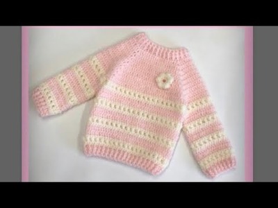 كروشيه بلوفر بناتي.Crochet Pullover Sweater