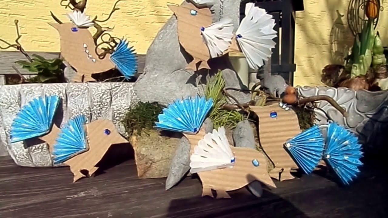 Papier-BASTELN: Frühlings DEKO mit Vögeln aus  Butterbrotpapier & Upcycling Dingen :))