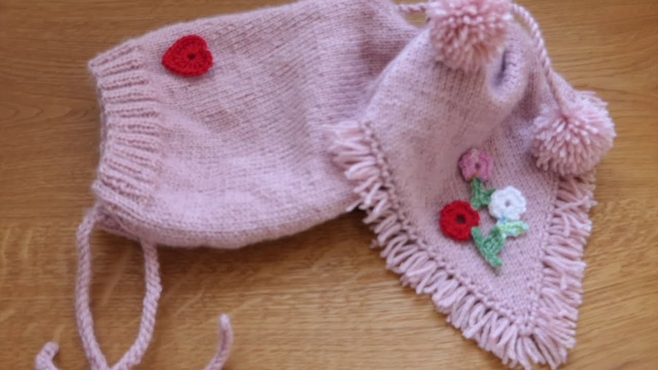 Gestrickte Mütze in Rosa