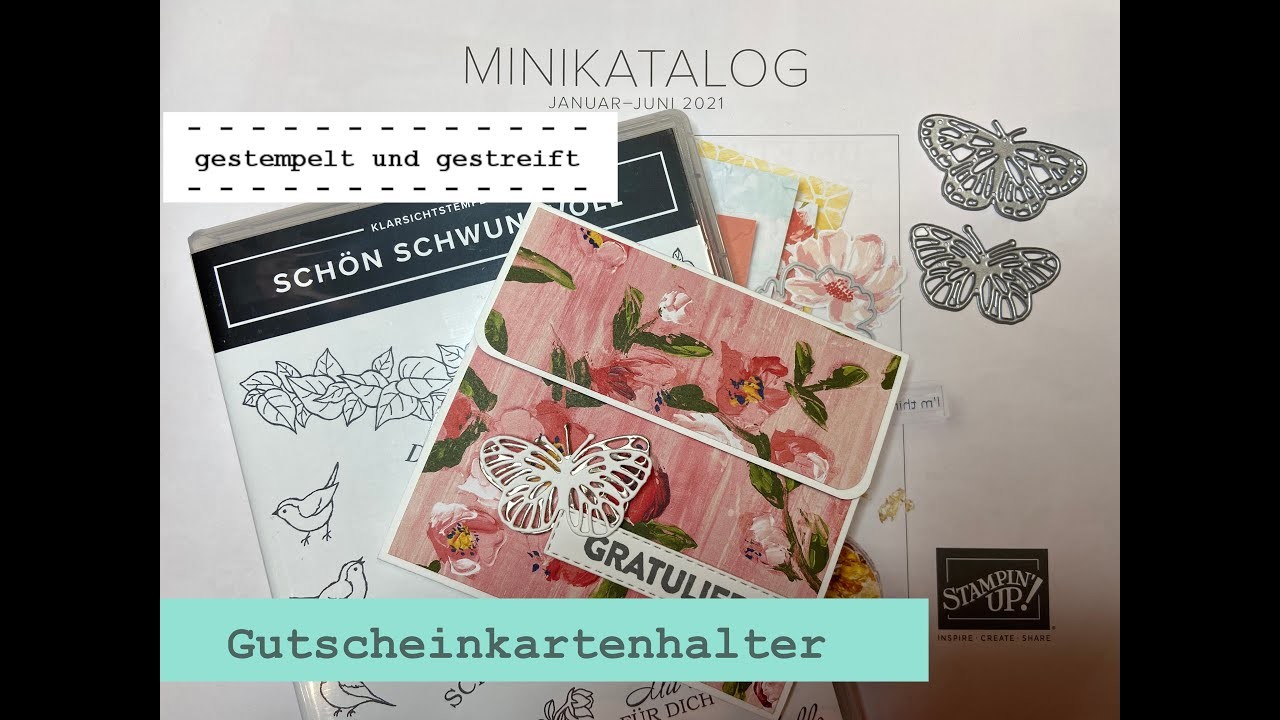 Gutschein schnell gemacht | Kunstvoll floral | schneller Gutschein mit besticktem Einsteckfach