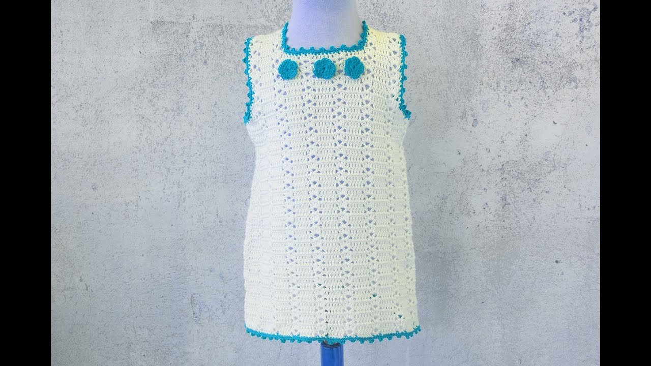 How to make a crochet girl's dress with two pieces and very easy. All sizes. With graphics