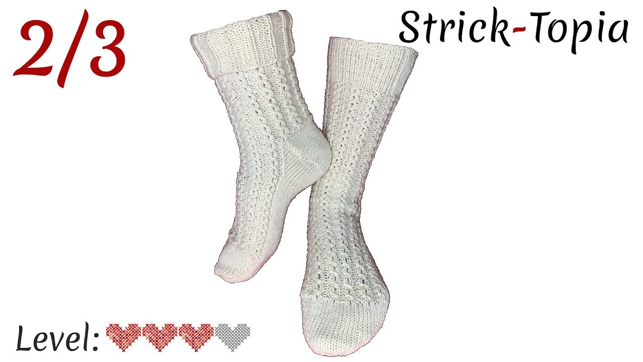 Socken mit Überzug-Zöpfchen Muster stricken leicht gemacht - Video 2.3 - Ferse
