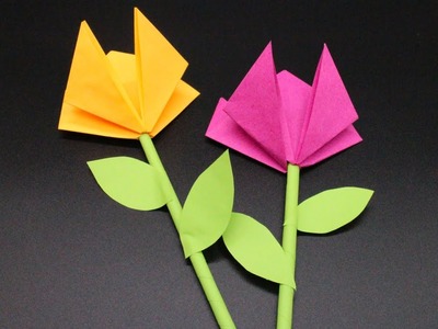 Basteln mit Papier Tulpe DIY Deko für Ostern, Frühling, Geburtstag & Muttertag [W+]