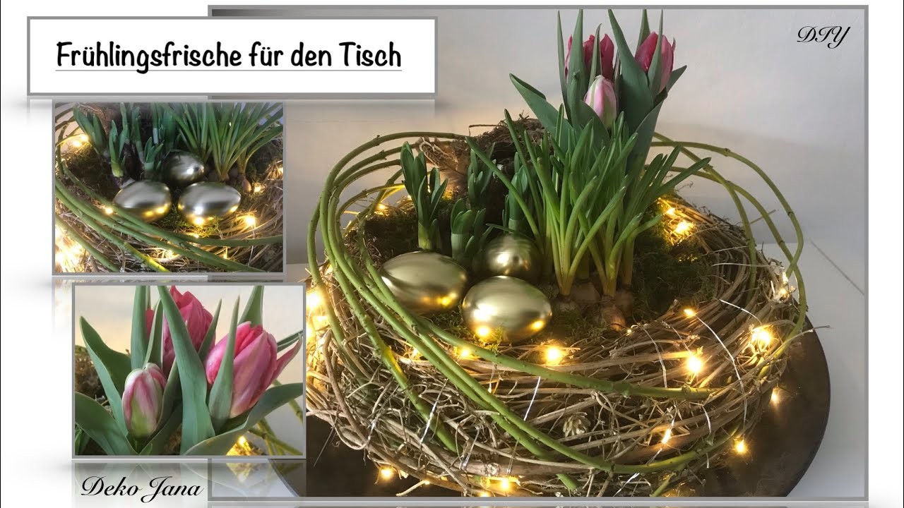 DIY: „Der Kranz mit den drei goldenen Eiern“ Frühlingsdeko fix Selbermachen, (How to)????.  Deko Jana
